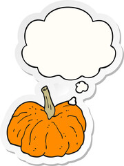 cartoon squash and thought bubble as a printed sticker