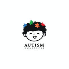 Autistic child vector logo design template