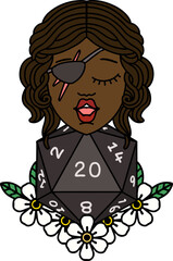 human rogue with natural twenty dice roll illustration