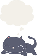 cartoon cat and thought bubble in retro style