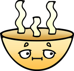 gradient shaded cartoon bowl of hot soup