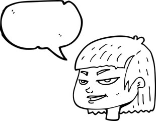 speech bubble cartoon mean looking girl