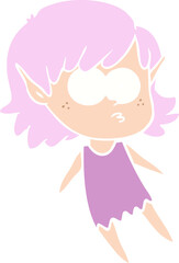 flat color style cartoon elf girl floating