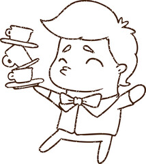 Waiter Charcoal Drawing