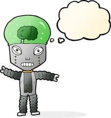 Obraz na płótnie Canvas cartoon future robot with thought bubble