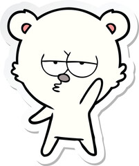sticker of a bored polar bear cartoon