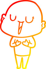 warm gradient line drawing happy cartoon bald man