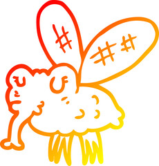 warm gradient line drawing cartoon fly