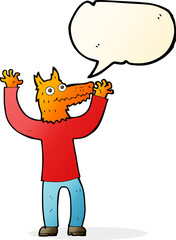cartoon fox man with speech bubble