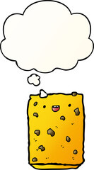 cartoon biscuit and thought bubble in smooth gradient style
