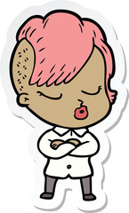 Obraz premium sticker of a cartoon pretty hipster girl