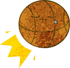 retro illustration style cartoon basketball