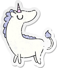 distressed sticker cartoon of cute kawaii unicorn