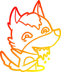 warm gradient line drawing cartoon hungry wolf