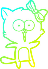 cold gradient line drawing cartoon cat