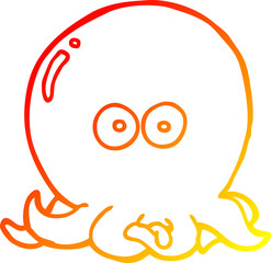 warm gradient line drawing cartoon octopus