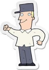 sticker of a cartoon man punching air