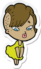 Obraz premium sticker of a cartoon surprised girl