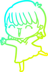 cold gradient line drawing cartoon woman