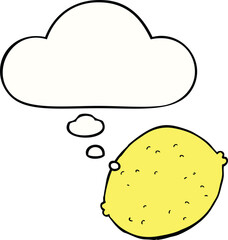 cartoon lemon and thought bubble