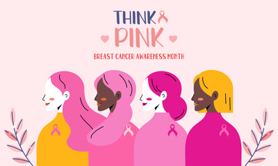 Think Pink. Breast Cancer Awareness Month Illustration