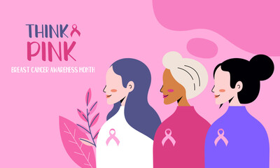 Think Pink. Breast Cancer Awareness Month Illustration