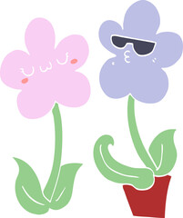 cute flat color style cartoon flower