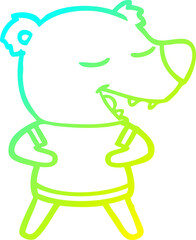 cold gradient line drawing cartoon bear