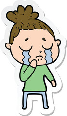 Fototapeta premium sticker of a cartoon crying woman