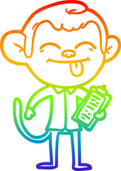 rainbow gradient line drawing funny cartoon monkey