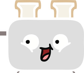 flat color retro cartoon of a toaster
