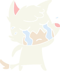 crying fox flat color style cartoon