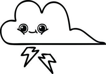 line drawing cartoon storm cloud