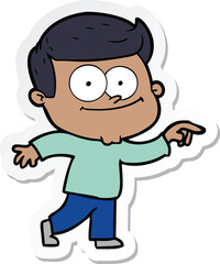 sticker of a cartoon happy man