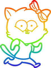 rainbow gradient line drawing cartoon cat
