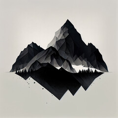 abstract black and white mountain minimalisitic.generative ai technology
