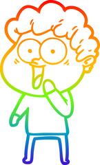 rainbow gradient line drawing cartoon happy man