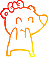 warm gradient line drawing female bear cartoon