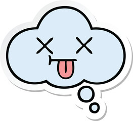 sticker of a cute cartoon thought bubble