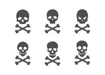 Crossbones, death skull, danger or poison flat vector icon for apps and websites. Danger concept illustration isolated on white background. Vector illustration - Vector