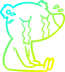 cold gradient line drawing cartoon crying sitting polar bear