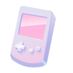 Retro gaming with a modern twist 3D gameboy in pastel colors. 90s nostalgia game console portable illustration.
