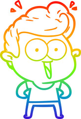 Obraz premium rainbow gradient line drawing cartoon excited man