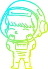 cold gradient line drawing cartoon curious astronaut