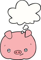 cartoon happy pig and thought bubble