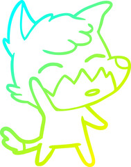 cold gradient line drawing cartoon fox