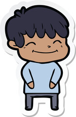 sticker of a cartoon happy boy