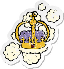 retro distressed sticker of a cartoon crown