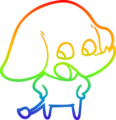 rainbow gradient line drawing cute cartoon elephant