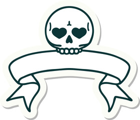 tattoo sticker with banner of a skull